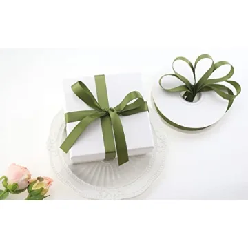 DINDOSAL Moss Green Satin Double Face Ribbon 5/8 inch