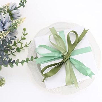 DINDOSAL Moss Green Satin Double Face Ribbon 5/8 inch
