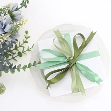 DINDOSAL Moss Green Satin Double Face Ribbon 5/8 inch