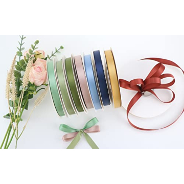 DINDOSAL Moss Green Satin Double Face Ribbon 5/8 inch