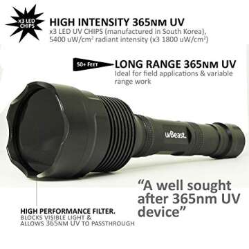 uvBeast V3 365nm Black Light UV Flashlight for Professionals