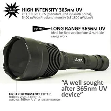 uvBeast V3 365nm Black Light UV Flashlight for Professionals