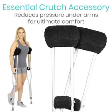 Vive Sheepskin Crutch Pads & Hand Grips - Comfortable, Breathable, Machine Washable Padding for Adul...