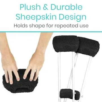 Vive Sheepskin Crutch Pads & Hand Grips - Comfortable, Breathable, Machine Washable Padding for Adults - Premium Accessory Covers for Crutches, Armpits - Latex-Free & Non-Toxic
