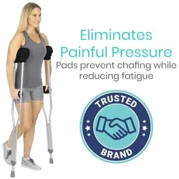 Vive Sheepskin Crutch Pads & Hand Grips - Comfortable, Breathable, Machine Washable Padding for Adults - Premium Accessory Covers for Crutches, Armpits - Latex-Free & Non-Toxic