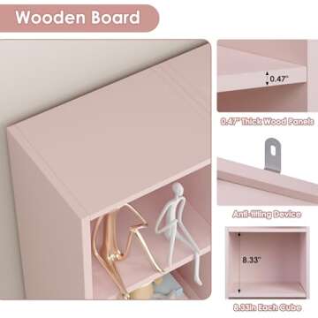 FOTOSOK 8-Tier Media Tower Rack, 11.6 X 9.3 X 70.9 Inches CD DVD Slim Storage Cabinet with Adjustable Shelves, Tall Narrow Bookcase Display Bookshelf for Home Office, Pink