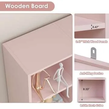 FOTOSOK 8-Tier Media Tower Rack, 11.6 X 9.3 X 70.9 Inches CD DVD Slim Storage Cabinet with Adjustable Shelves, Tall Narrow Bookcase Display Bookshelf for Home Office, Pink