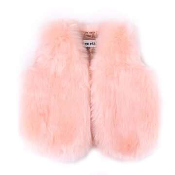 benetia Toddler Vest Girls Fur Faux Winter Jacket Pink 4t