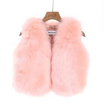 benetia Toddler Vest Girls Fur Faux Winter Jacket Pink 4t