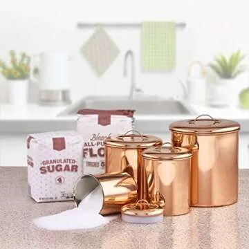 Old Dutch 4 Piece Copper Canister Set with Fresh Seal Technology