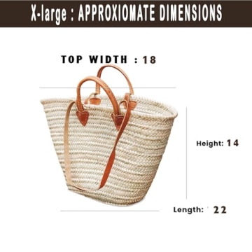 FRENCH BASKET with double flat leather handles, straw bag, beach bag, basket bag, shopping basket, wicker basket with handle, straw market basket