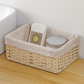 Wicker Woven Storage Basket organizing Toy Snack Small Pantry Totes Bedroom Gifts Empty Shelves Cube...