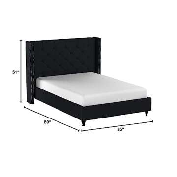 Home Life King Platform Bed with Linen Headboard and Slats