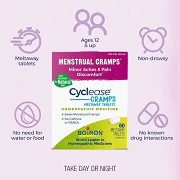 Boiron Cyclease Cramps Tablets for Relief from Menstrual Cramps, Aches, Pain, and Discomfort - 60 Count