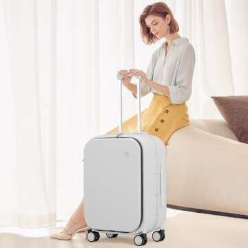 Mixi Luggage Suitcase with Spinner Wheels, 24'' Checked Travel Luggage Aluminum Frame PC Hardside wi...