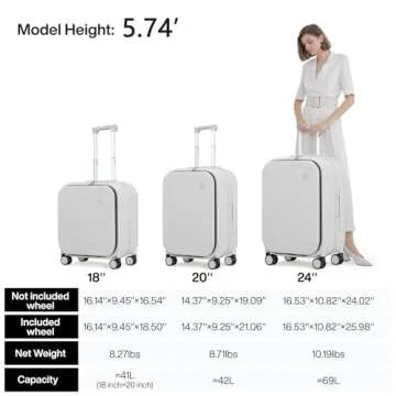 Mixi Luggage Suitcase with Spinner Wheels, 24'' Checked Travel Luggage Aluminum Frame PC Hardside with TSA Lock & Cover