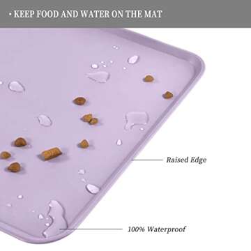 Reopet Waterproof Pet Feeding Mat with High Raised Edges, Heavier and Thicker Placemats for Cat Dog Water Bowl with BPA Free, Dogs Cats Food Mats for Messy Drinkers to Prevent Spill and Protect Floors