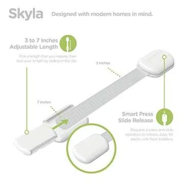 Baby Proofing Child Safety Locks (2 Pack) by Skyla Homes - The Safest, Quickest and Easiest 3M Adhesive Cabinet Latches, No Screws & Magnets, Multi-Purpose for Furniture, Kitchen, Ovens, Toilet Seats