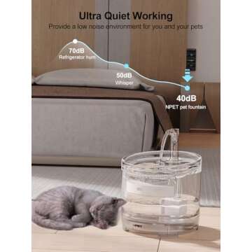 NPET WF050 Cat Water Fountain, Dog Water Dispenser, 1.5L Super Quiet Automatic Pet Drinking Fountain with Faucet Kit