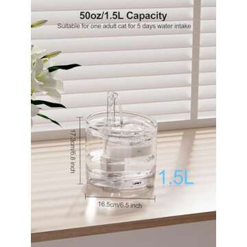 NPET WF050 Cat Water Fountain, Dog Water Dispenser, 1.5L Super Quiet Automatic Pet Drinking Fountain with Faucet Kit