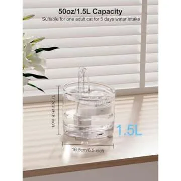 NPET WF050 Cat Water Fountain, Dog Water Dispenser, 1.5L Super Quiet Automatic Pet Drinking Fountain with Faucet Kit