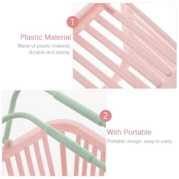 Gadpiparty 3pcs Small Plastic Shopping Baskets Kids Grocery Baskets with Handles Tiny Organizer Container Bin for Eggs Fruits Veggies Snacks