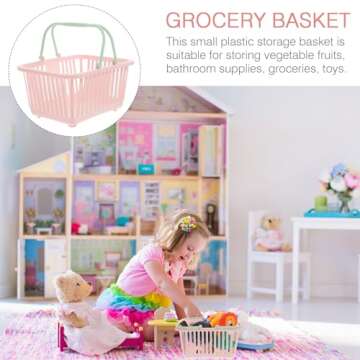Gadpiparty 3pcs Small Plastic Shopping Baskets Kids Grocery Baskets with Handles Tiny Organizer Container Bin for Eggs Fruits Veggies Snacks