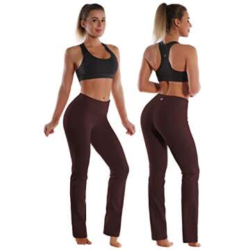 BUBBLELIME 29"/31"/33"/35" 4 Styles Women's Straight Legs Yoga Pants Tummy Control - Straight Leg_Mahoganymaroon M_37" Inseam