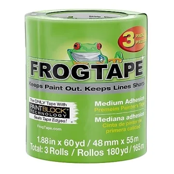 FROGTAPE Multi-Surface Painter's Tape with PAINTBLOCK Technology – 3 Rolls for Precision Painting