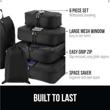 Gorilla Grip 6 Set Packing Cubes, Travel Essentials for Suitcase, Mesh Organizer Bags for Clothes To...