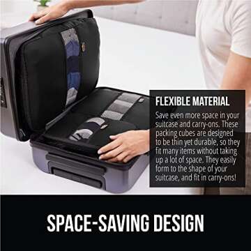 Gorilla Grip 6 Set Packing Cubes, Travel Essentials for Suitcase, Mesh Organizer Bags for Clothes Toiletries Shoes and Laundry, Luggage and Carry On Airplane Accessories, Traveling Must Haves Black