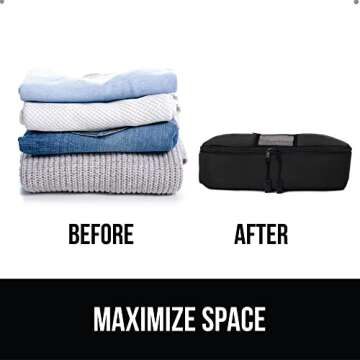 Gorilla Grip 6 Set Packing Cubes, Travel Essentials for Suitcase, Mesh Organizer Bags for Clothes Toiletries Shoes and Laundry, Luggage and Carry On Airplane Accessories, Traveling Must Haves Black