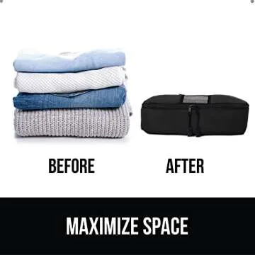 Gorilla Grip 6 Set Packing Cubes, Travel Essentials for Suitcase, Mesh Organizer Bags for Clothes Toiletries Shoes and Laundry, Luggage and Carry On Airplane Accessories, Traveling Must Haves Black