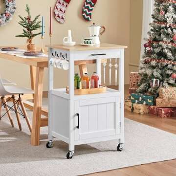 Yaheetech Rolling Kitchen Island with Single Door Cabinet, Kitchen Cart with Drawer on Swivel Wheels...
