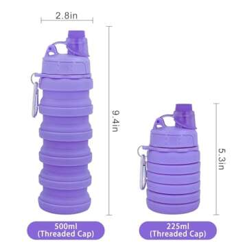 YCTMALL Collapsible Water Bottles Two Pack Travel Sports Portable Sport Water Bottle comes with moun...