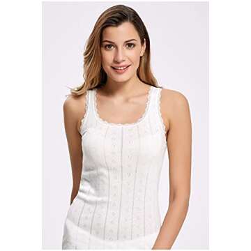 VAVONNE Camisole for Women, All Cotton, Airy Soft Comfy Tank Tops Cami Undershirt (Wide Strap/Off-White, X-Large)