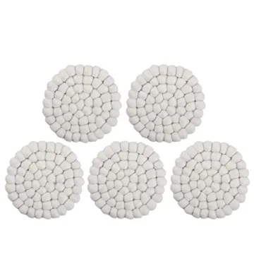 Merino Wool Round Felt Ball Coasters Handmade in Nepal