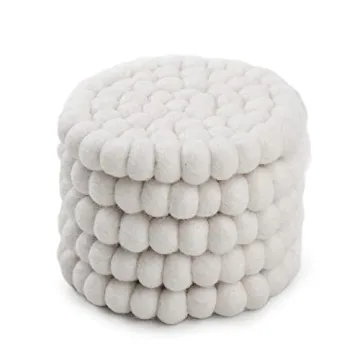 Merino Wool Round Felt Ball Coasters Handmade in Nepal