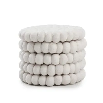 Merino Wool Round Felt Ball Coasters Handmade in Nepal
