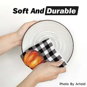 Artoid Mode Buffalo Plaid Pumpkin Truck Sunflower Gnome Fall Kitchen Towels and Dish Towels, 18 x 26 Inch Harvest Thanksgiving Ultra Absorbent Drying Cloth Tea Towels for Cooking Baking Set of 4