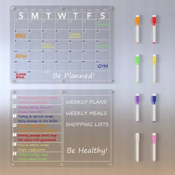 Neatsure Acrylic Magnetic Dry Erase Board Calendar for Fridge with Markers