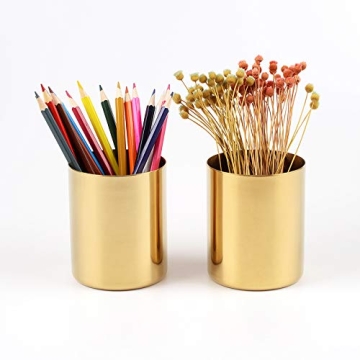 Elegant Gold Pencil Cup Holder for Desk and Makeup