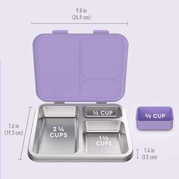 Bentgo Kids Stainless Steel Prints Leak-Resistant Lunch Box - 3-Compartment Bento Style Lunch Box with Bonus Container - Eco-Friendly, Dishwasher Safe, BPA-Free, Ages 3+ (Unicorn)