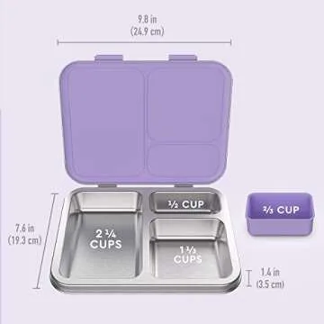 Bentgo Kids Stainless Steel Prints Leak-Resistant Lunch Box - 3-Compartment Bento Style Lunch Box with Bonus Container - Eco-Friendly, Dishwasher Safe, BPA-Free, Ages 3+ (Unicorn)