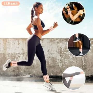 YOVKOK Adjustable Ankle Weights for Women Men,Wrist Weights set for Walking Running,1 Pair (1Lbs Each) Silicone Workout Weights for gym fitness, Jogging,yoga,pilates,strength training,physical therapy (Flesh Pink)