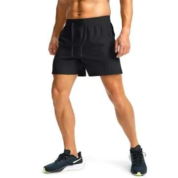 Men's Running Shorts with Zipper Pockets 5 Inch Lightweight Quick Dry Gym Athletic Workout Shorts fo...