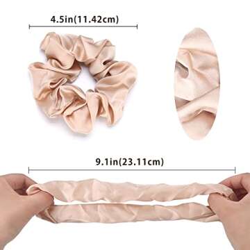 Lolalet Scrunchies for Women, Satin Hair Softer Than Silk Ties Sleep, Big Scrunchy Ponytail Holder with Elastic Bands Girls Thick Thin Curly -6 Pack, Style A