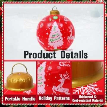 Seasons 3Pcs Outdoor Christmas Decorations, 24 Inch Large Inflatable Christmas Balls, Christmas Ornaments Decor for Front Door Yard & New Year Festive