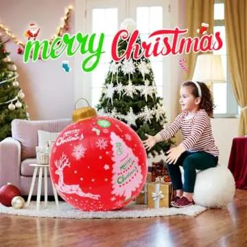Seasons 3Pcs Outdoor Christmas Decorations, 24 Inch Large Inflatable Christmas Balls, Christmas Ornaments Decor for Front Door Yard & New Year Festive