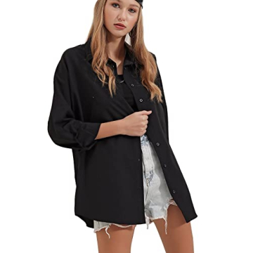 Versatile BIG DART Oversized Button-Down Shirt for Women